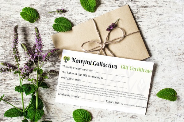 A Kanyini Collective gift certificate on display